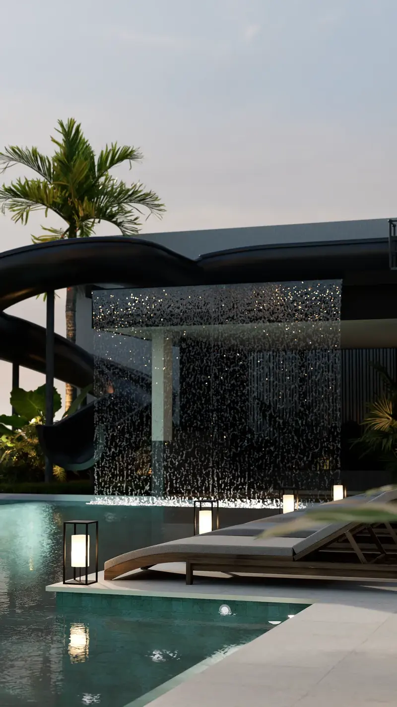 Rice Harmony Unit 1, pool at night, photo 8