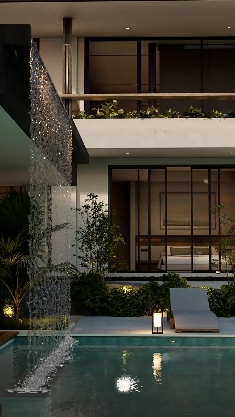 Rice Harmony Unit 1, facade at night, photo 9