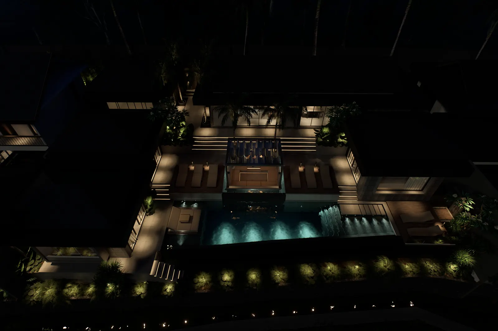 Rice Harmony, aerial view at night