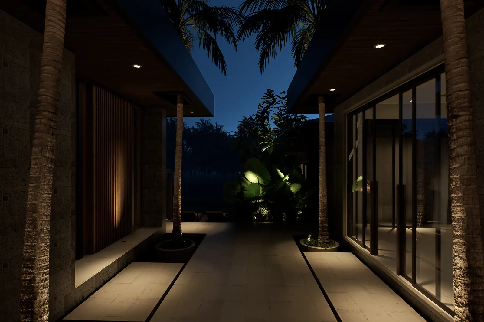 Rice Harmony, walkway at night