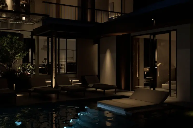 Rice Harmony Unit 4, piscine de nuit, photo 9